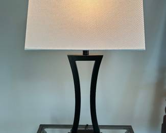 Modern Black lamp w/ white shade, 2 available, 31"H,  $34 each