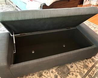 Additional view of grey storage bench ~