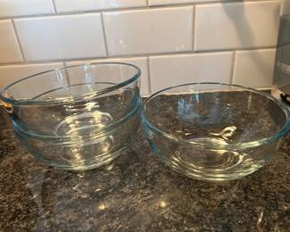 3 over size glass cereal bowls,  $4