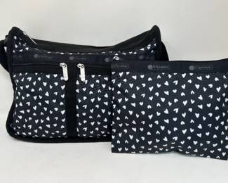 LeSportsac Crossbody Bag & Pouch, Black white hearts, was $24, NOW $16