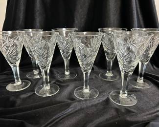 Set of 8 Bohemia crystal wine glasses,  $30