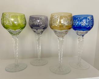 Vintage Nachtmann multi-color Wine glasses, Set of 4,  $95