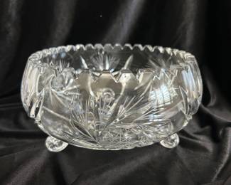 Czech  heavy lead crystal, saw tooth rim, footed bowl, 8"D x 4.5"H,  $20