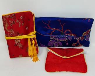 Silk jewelry holders, 2 large,  $3 each.  Small, $2