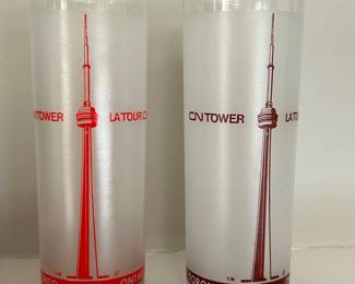 Pair of CN Tower LA TOUR CANADA Highball Glass Frosted TORONTO, $20  $