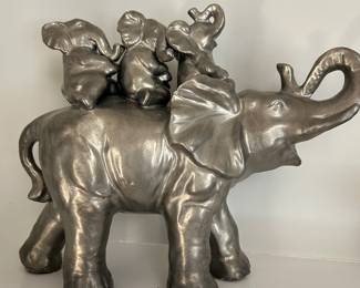 3 elephants riding on an elephant, Approx 10"L x 9"H,  $25