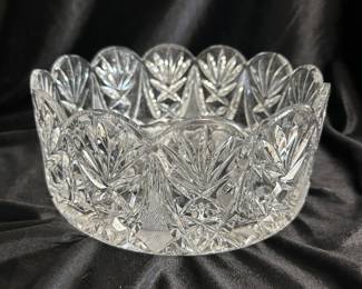 Bohemia Lead crystal bowl with hand cut fan details, 8"D x 3.5'H,  $20