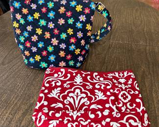 Vera Bradley handbag with smiling daisies, $15, Red Zipper pouch, $8