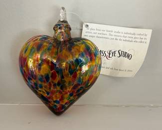 Glass Eye Studio Mosaic chip heart ornament, $16