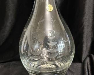 Additional closeup view of ship etched detail on decanter ~
