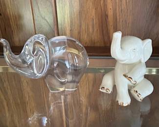 Wedgewood glass elephant,$14.   Lenox elephant,  $7