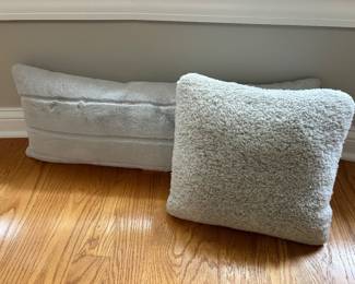 Soft and plush grey lumbar pillow,  $20,  Square grey pillow, $15
