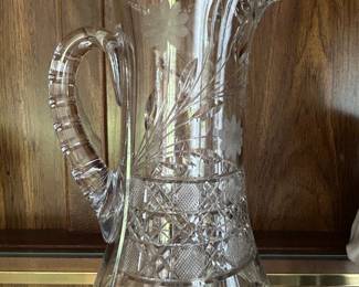 Cut glass Floral Pattern Pitcher, 10"H,  $24