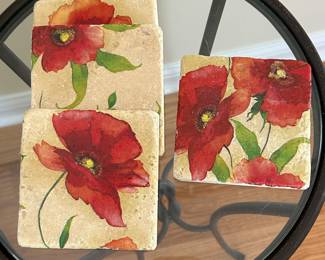 4 Poppy tile coasters,  $6