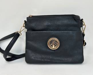 Black crossbody handbag with Gold Medallion, was $10, NOW $7