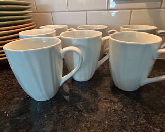 Set of 7 Corelle white coffee mugs,  $16