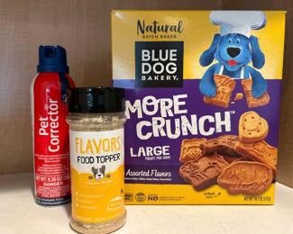 Pet Corrector,  $3.  Flavors food topper for dogs,  $5.  Blue Dog Bakery,  $3