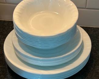 Corelle swirl 8 place settings dish set, $40