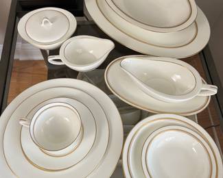 8 place settings of Imperial china, white with gold bands,  accessories included, Fukacawa, Japan, $250