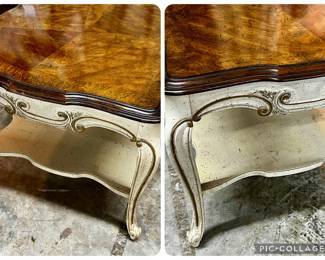 Pair of French provincial walnut top side tables