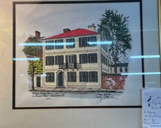 Signed & numbered lithograph “William Harvey House” by Tommy Johnston 