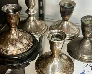 Weighted sterling silver candlestick holders