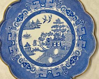 21” Tiffany & Co. Copeland Spode Blue Willow charger with wall hanger