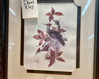 Framed limited edition woodpecker print by Jacksonville, Florida artist C. Ford Riley