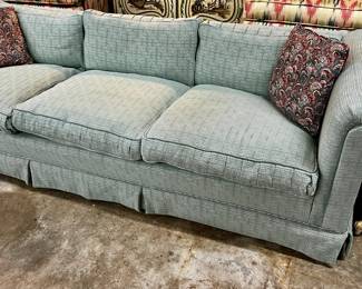 Custom upholstered three cushion sofa