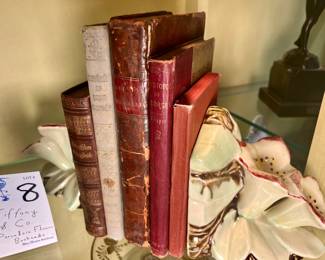 Vintage Tiffany & Co. Orchid Bookends with Antique Books