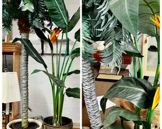 2 Pairs of Tropical Silk Plants w/Pots