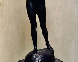 Bronze "Standing Nude" Statuette on marble base by Joe Descomps, (French,1872-1948) 