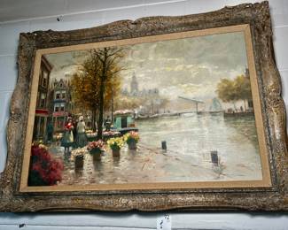 Vintage framed oil on canvas