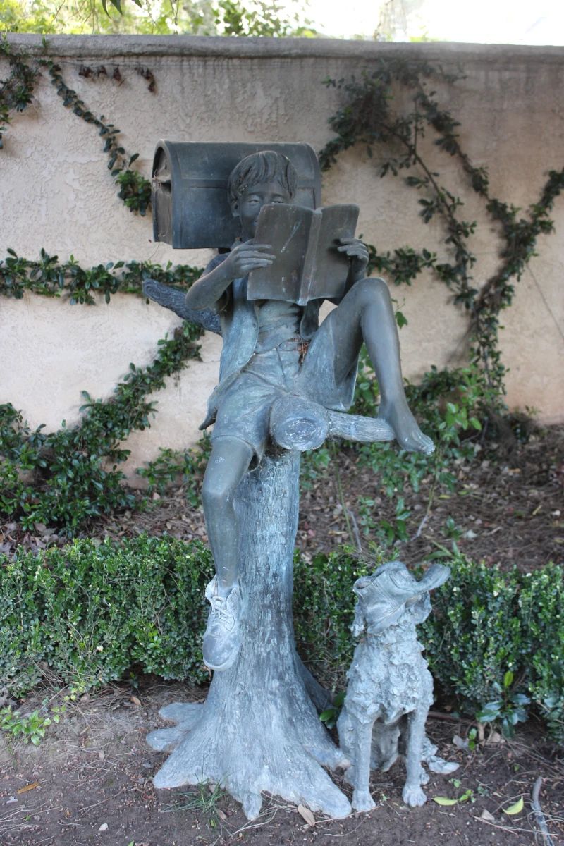 6' Bronze boy mail box with dog