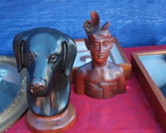 Carve wood dop signed & Carved wood Hawaiian.