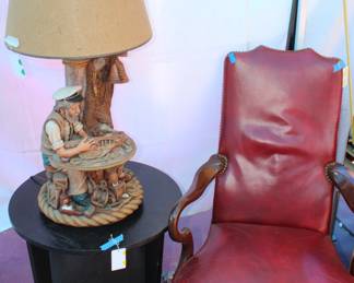 Rare sailors lamp and leather office chair