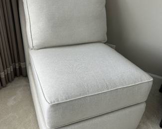 Ethan Allen upholstered slipper chair 26"W x 36"D x 30"H with a 19" seat height - $400