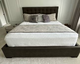 King upholstered bed frame - $800 (mattress NFS) These linens $75 match the ottoman shown in the next photo! 