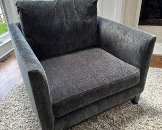 Midnight blue upholstered Walter E. Smithe armchair 38"W x 39"D x 29"H with a 19" seat height - $600