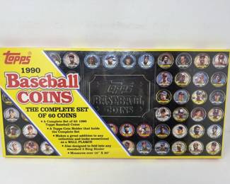 188 Lot 487 1990 Topps Baseball Coins complete sealed 60coin set