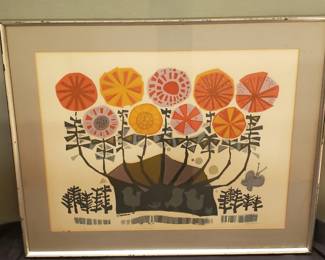 081 Lot 257 David Weidman signed Flowers serigraph