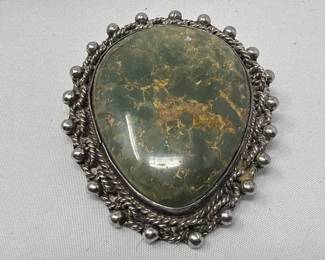 Lot # : 166 - Vintage turquoise and silver brooch