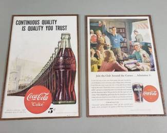 Lot # : 30 - Pair of vintage Coca-Cola advertisements