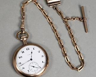 Lot # : 136 - Vintage Elgin guarantee 20 years pocket watch with Albert chain