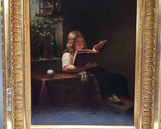 Lot # : 155 - Framed reproduction of "The Reading Girl"