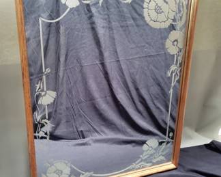 185 Lot 225 Vintage mirror with etched floral designs
