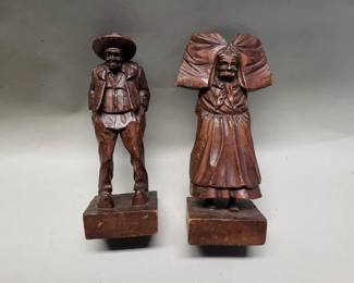 Lot # : 297 - Vintage signed wood carved figures