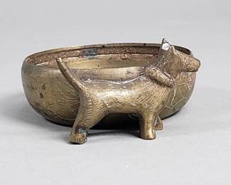 Lot # : 125 - Vintage brass dog figural trinket dish