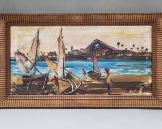 140 Lot 128 Signed impastostyle seaside oil on canvas