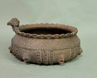 Lot # : 229 - Vintage signed terracotta ceremonial style bowl